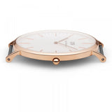 DANIEL WELLINGTON CLASSIC SHEFFIELD ROSE GOLD STAINLESS STEEL DW00100007 BLACK LEATHER STRAP MEN'S WATCH