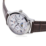 ORIENT SUN AND MOON QUARTZ STAINLESS STEEL AND BROWN LEATHER STRAP WOMEN’S WATCH RA-KA0005A00B