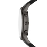 EMPORIO ARMANI QUARTZ CHRONOGRAPH SUMMER STAINLESS STEEL BLACK LEATHER STRAP MEN'S WATCH