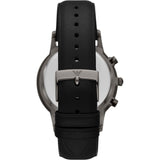EMPORIO ARMANI QUARTZ CHRONOGRAPH SUMMER STAINLESS STEEL BLACK LEATHER STRAP MEN'S WATCH