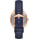 FOSSIL GABBY THREE-HAND DATE NAVY LEATHER WATCH ES5116