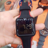 REEBOK RV-SQG-G9-PBIB-BB SQUARE ELEMENTS DIGITAL BLACK/RED SILICON STRAP MEN'S WATCH