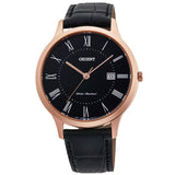 ORIENT QUARTZ  CONTEMPORARY  BLACK DIAL  AND LEATHER UNISEX  WATCH RF-QD0007B10B