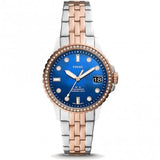 FOSSIL ES4996 CRYSTAL BLUE DIAL TWO-TONE STAINLESS STEEL BRACELET WOMEN'S WATCH