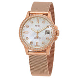 FOSSIL ES4999 CRYSTAL WHITE DIAL ROSE GOLD STAINLESS STEEL MESH BAND WOMEN'S WATCH