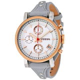 FOSSIL ORIGINAL BOYFRIEND CHRONOGRAPH ROSE GOLD STAINLESS STEEL ES4045 GREY LEATHER STRAP WOMEN'S WATCH