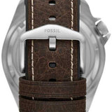 FOSSIL LE1062P DEFENDER SILVER ROUND THREE HAND BLACK DIAL BROWN LEATHER MEN'S WATCH