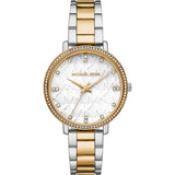 MICHAEL KORS CRYSTALS WHITE DIAL TWO-TONE BRACELET WOMEN'S WATCH MK4595
