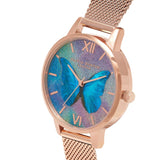 OLIVIA BURTON OB16MB35 DEMI DIAL MOTHER OF PEARL BUTTERFLY ROSE GOLD MESH WOMEN'S WATCH