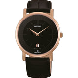ORIENT FGW0100BB0 CLASSIC CLASS QUARTZ BLACK LEATHER STRAP MEN'S WATCH