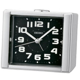 SEIKO QHE189AN SILVER AND BLACK BEDSIDE BED ALARM CLOCK