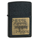 ZIPPO #362 WINDPROOF #362BLACK CRACKLE WITH BRASS ZIPPO EMBLEM LIGHTER