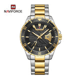 NAVIFORCE NF9191 S/G/B QUARTZ BLACK DIAL  TWO-TONE STAINLESS STEEL MEN'S WATCH