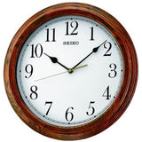SEIKO QXA528B QUIET SWEEP WHITE DIAL WOODEN CLOCK