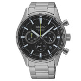 SEIKO QUARTZ SSB413P1 BLACK DIAL CHRONOGRAPH STAINLESS STEEL MEN WATCH