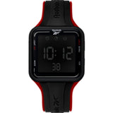 REEBOK RV-SQG-G9-PBIB-BB SQUARE ELEMENTS DIGITAL BLACK/RED SILICON STRAP MEN'S WATCH