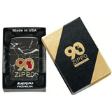 ZIPPO #49864 90TH ANNIVERSARY EMBLEM HIGH POLISH BLACK LIGHTER