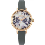 CATH KIDSTON QUARTZ MID WILD POPPIES ROSE GOLD ALLOY CKL060ERG GREY LEATHER STRAP LADIES WATCH