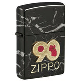ZIPPO #49864 90TH ANNIVERSARY EMBLEM HIGH POLISH BLACK LIGHTER