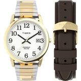 TIMEX INDIGLO EASY READER EXPANSION BAND GOLD/SILVER MEN WATCH TWG025500