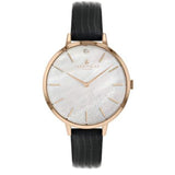 SARA MILLER DIAMOND MOTHER OF PEARL DIAL BLACK LEATHER STRAP WATCH SA2052