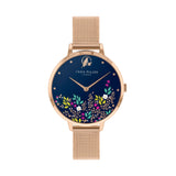 SARA MILLER FLORAL - BLUE DIAL ROSE GOLD MESH STRAP WOMEN'S WATCH SA4084