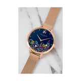 SARA MILLER FLORAL - BLUE DIAL ROSE GOLD MESH STRAP WOMEN'S WATCH SA4084