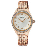 SEIKO QUARTZ SUR396P1 WHITE DIAL ROSE GOLD BRACELET WOMEN'S WATCH