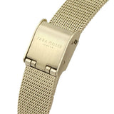 SARA MILLER BAMBOO GARDEN LADIES PALE GOLD STAINLESS STEEL MESH STRAP AVERY FOREST BIRD PALE GOLD DIAL WATCH SA4072