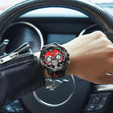 NAVIFORCE ANALOG NF9168 B/R/B STAINLESS STEEL CHRONOGRAPH QUARTZ MEN'S WATCH - H2 Hub Watches