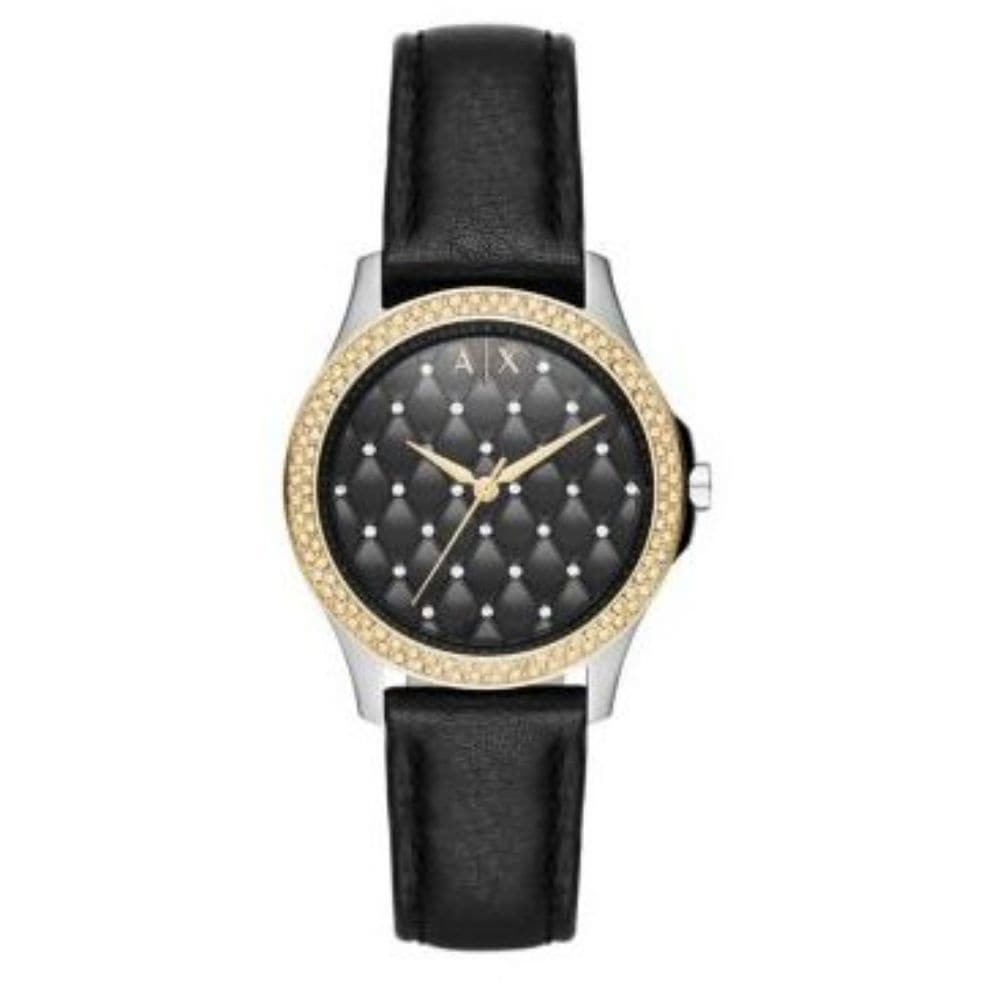 ARMANI EXCHANGE LADY HAMPTON ANALOG QUARTZ TWO TONE STAINLESS STEEL AX5246 LEATHER STRAP WOMEN'S WATCH - H2 Hub Watches