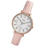 FOSSIL ES4303 JACQUELINE WHITE DIAL DIAMOND ACCENT BLUSH LEATHER WOMEN'S WATCH