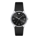 EMPORIO ARMANI AR11013 BLACK LEATHER STRAP MEN’S WATCH - H2 Hub Watches